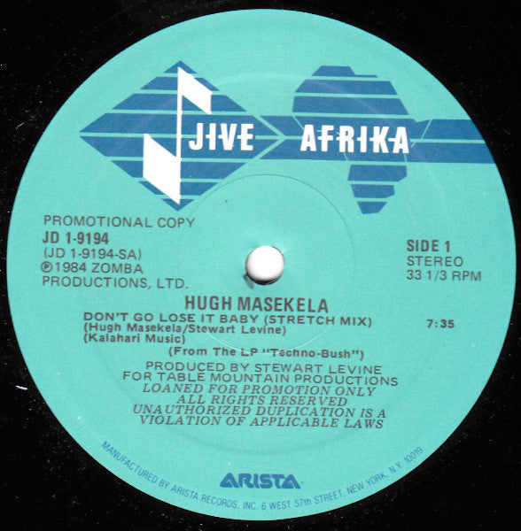 Hugh Masekela : Don't Go Lose It Baby (12", Promo)